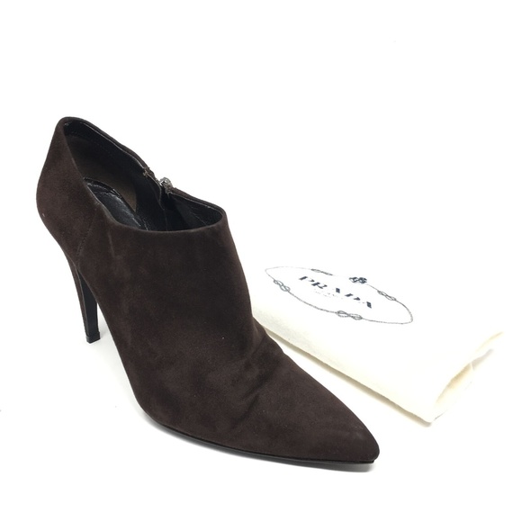 Prada Booties Clogs Shoes Size 38/8 Brown Suede - Picture 1 of 8